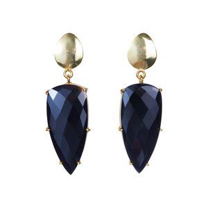 18K Gold Vermeil Black Onyx Earrings